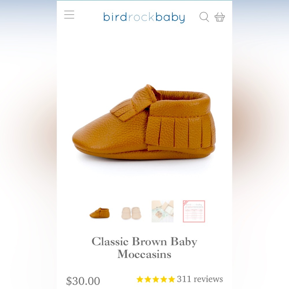 Bird Rock Baby fringe moccasin shoes size 6.5
